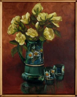 Antique Water Pitcher and Glasses WC.webp